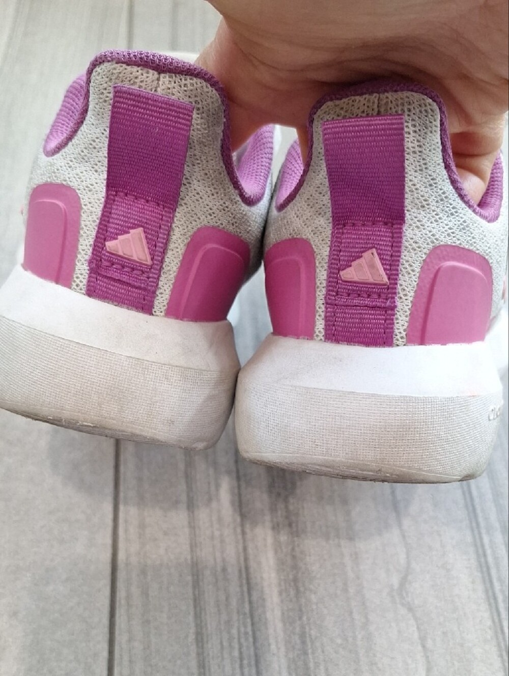adidas White and Pink Kids Velcro Sneakers - Picture 5 of 9